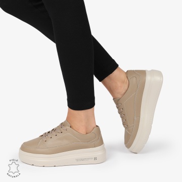 Pantofi CASUAL PIELE NATURALA CRL1271 khaki - Img 4