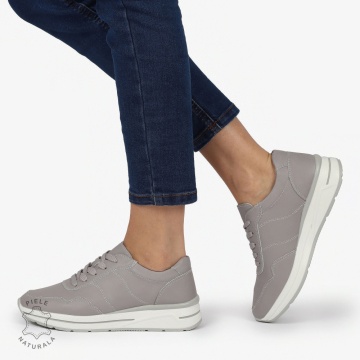 PANTOFI CASUAL Piele Naturala CU INCHIDERE SIRET SI MODEL PE TALPA CRL1303 GRI - Img 2