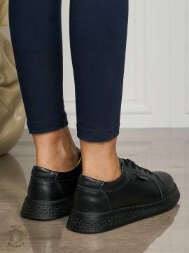 Pantofi casual piele naturala CU TALPA GROASA CRL1513 Negru - Img 3