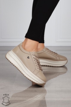 Pantofi CASUAL PIELE NATURALA cu talpa inalta CRL1275 KHAKI - Img 2
