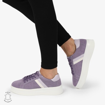 Pantofi CASUAL PIELE NATURALA Intoarsa cu linii decorative CRL1270 MOV - Img 4