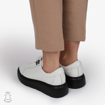 Pantofi CASUAL PIELE NATURALA LACUITA CRL1294 ALB - Img 4