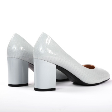 Pantofi Eleganți dama din Piele Ecologică Lăcuită CRL0132 Gri - Img 4