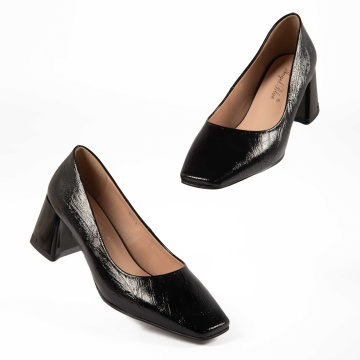 Pantofi Eleganți dama din Piele Ecologică LACUITA CRL1317 NEGRU - Img 4