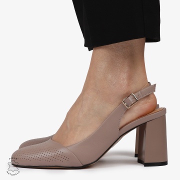PANTOFI ELEGANTI DIN PIELE NATURALA CU VARF ROTUND CRL01388 MOV - Img 1