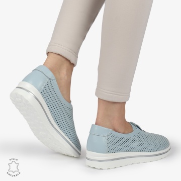 Pantofi Perforati Dama Piele naturală CRL0104 ALBASTRU - Img 3