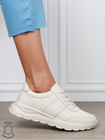 Pantofi sport dama din piele naturală cu design versatil CRL1812 BEJ