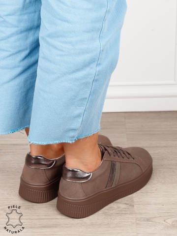 Pantofi sport din piele naturală intoarsa cu finisaje premium CRL1811 MARO - Img 3