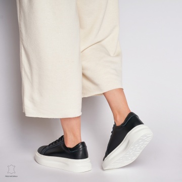 Pantofii casual de dama din piele naturală cu șiret comozi și versatili CRL1447 - Img 4