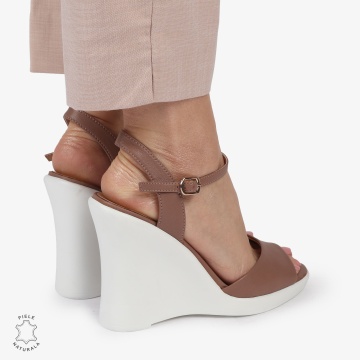 SANDALE CU PLATFORMA DIN PIELE NATURALA CRL1389 ROZ - Img 5