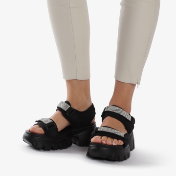Sandale dama din mataerial Lycra cu talpa inalta si Sclipici CRL0818 - Img 2