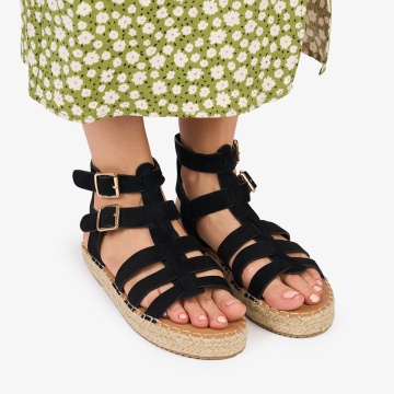 SANDALE Dama DIN PIELE ECOLOGICA INTOARSA CRL1022 Culoare: NEGRU - Img 2