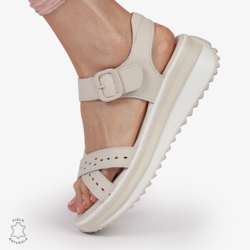 SAndale DAMA DIN PIELE NATURALA CU BARETE INCRUCISATE CRL1423 BEJ - Img 2