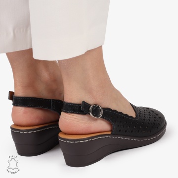 Sandale DAMA DIN PIELE NATURALA SI STIL AJURAT CRL1408 NEGRU - Img 4