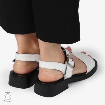 SANDALE Dama Piele Naturala CU CATARAMA CONFORTABILE CRL1372 ALB - Img 3
