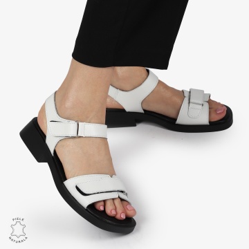 SANDALE Dama Piele Naturala CU INCHIDERE VELCRO CONFORTABILE CRL1373 ALB - Img 3
