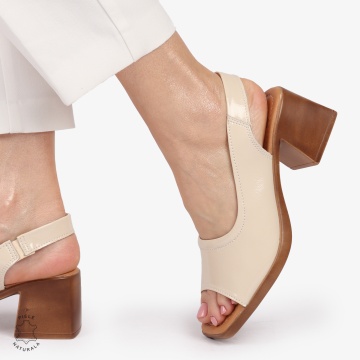 Sandale elegante din piele naturală CU CATARAMA MODEL CLASIC CRL1403 BEJ - Img 3
