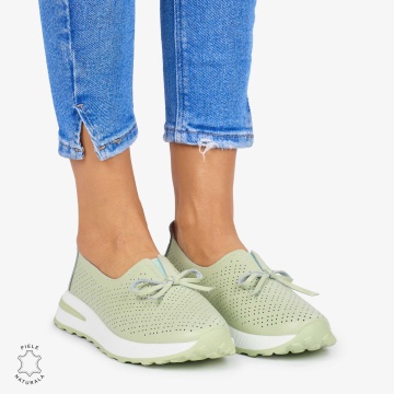 BALERINI dama din Piele Naturala CRL1060 CULOARE: VERDE - Img 2