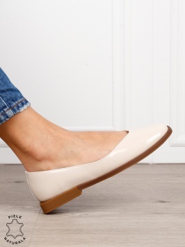 Balerini dama din piele naturala cu talpa usoara si plata CRL1630 BEJ - Img 3