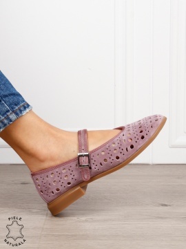 BALERINI dama din piele naturala Intoarsa cu barete SI DESIGN UNIC CRL1629 ROZ - Img 2