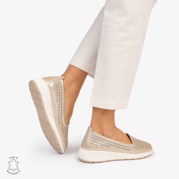 Balerini dama din Piele Naturala Perforata CRL1075 CULOARE: AURIU - Img 4