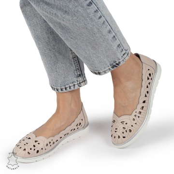 BALERINI dama din Piele naturala PERFORATA SLIP-ON CRL1357 ROZ - Img 4