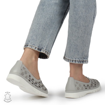 BALERINI dama din Piele naturala PERFORATA SLIP-ON CRL1360 GRI - Img 3