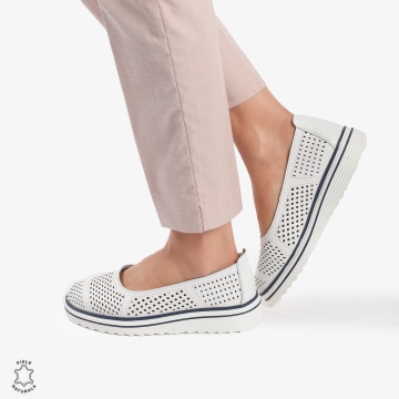 Balerini Dama Piele naturală CRL0105 ALB - Img 2