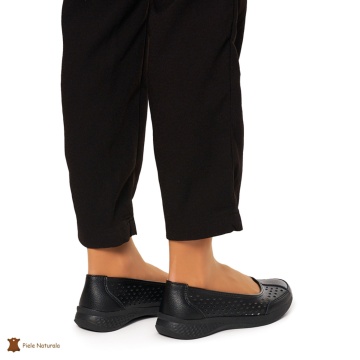 Balerini Dama Piele Naturala Slip-on CRL0073 NEGRU - Img 4