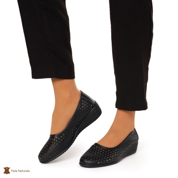 Balerini Dama Piele Naturala Slip-on CRL0075 NEGRU - Img 2