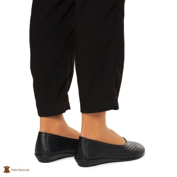 Balerini Dama Piele Naturala Slip-on CRL0078 NEGRU - Img 4