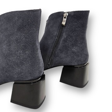 BOTINE DAMA CU TOC GROS din PIELE NATURALA CRL1327 CULOARE:NEGRU - Img 2