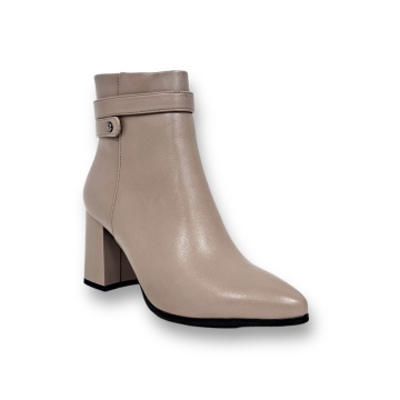 Botine DAMA din PIELE Ecologica cu FERMOAR si Catarama CRL0926 CULOARE: Bej - Img 4