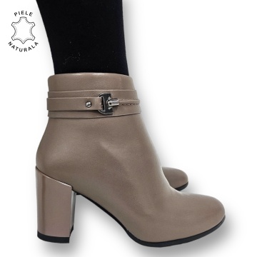 Botine DAMA din PIELE Naturala cu FERMOAR si Catarama CRL0929 CULOARE: Khaki - Img 2