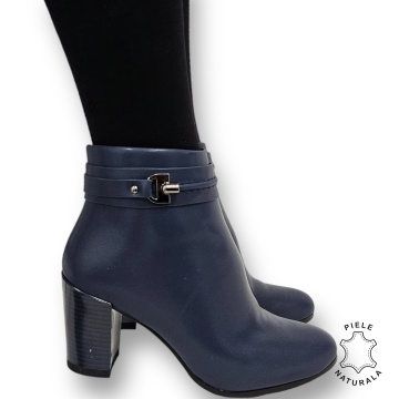 Botine DAMA din PIELE Naturala cu FERMOAR si Catarama CRL0929 CULOARE: Navy - Img 3