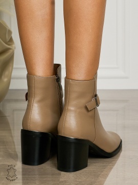 Botine DAMA din PIELE NATURALA CU TOC GROS CRL1494 Khaki - Img 3