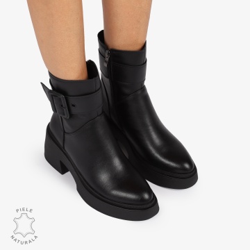 Botine Dama Piele Naturala cu Catarama, Design Modern și Confortabil CRL1242 negru - Img 3