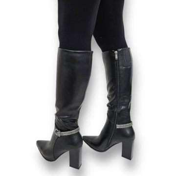 CIZME DAMA din PIELE ECOLOGICA cu FERMOAR CRL0920 CULOARE: Negru - Img 3