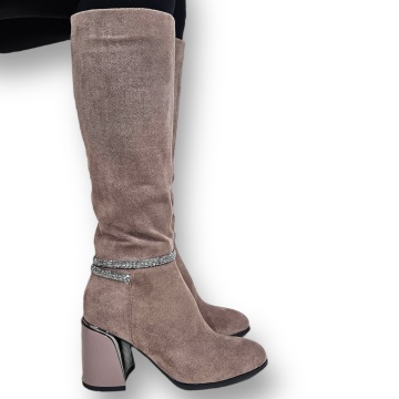 CIZME DAMA din PIELE ECOLOGICA cu FERMOAR CRL0921 CULOARE: KHAKI