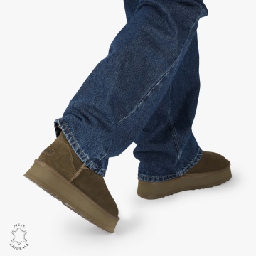 CIZME TIP UG DAMA din PIELE NATURALA INTOARSA CRL0893 CULOARE:OLIVE - Img 7