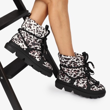 GHETE DAMA DIN FAS moderne cu imprimeu Leopard IMBLANITE CRL1257 Alb - Img 3