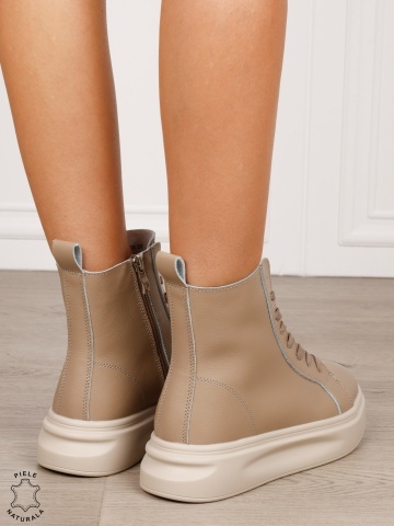Ghete dama din Piele Naturala CRL0652 KHAKI - Img 3