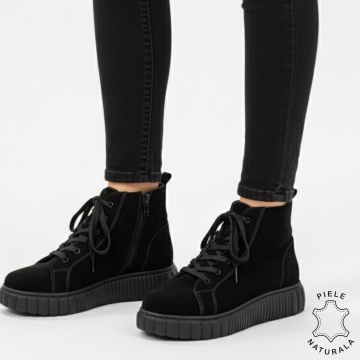 GHETE DAMA din PIELE Naturala cu design contemporan CRL1534 NEGRUSUEDE - Img 3