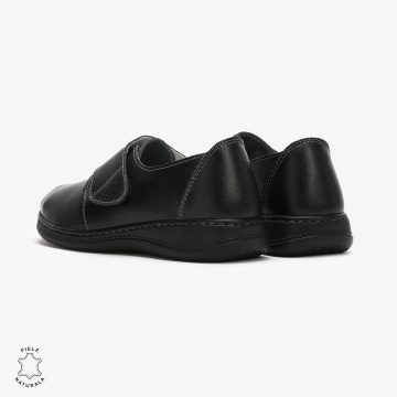 Mocasini dama din Piele naturală CRL0017 Negru - Img 3