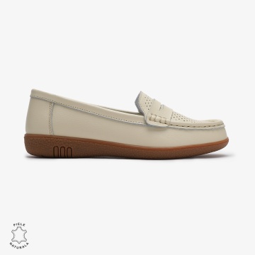 Mocasini dama din Piele Naturala CRL0712 BEJ - Img 2