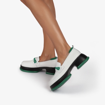 Mocasini dama din Piele Naturala CRL0841 ALB - Img 2