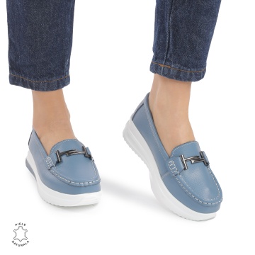 Mocasini DAMA din PIELE Naturala CRL0941 CULOARE: Albastru - Img 2