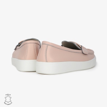 Mocasini Dama Piele Naturala cu talpa plata CRL0206 ROZ - Img 3