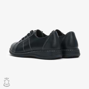 Pantofi casual Bleumarin de dama din piele naturala cu talpa plata CRL0013 - Img 3