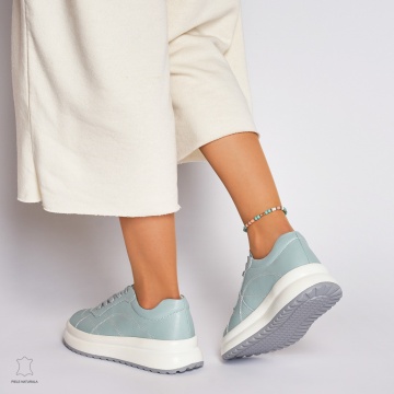 Pantofi casual dama din piele naturala CRL0006 ALBASTRU - Img 3